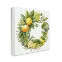 Stupell citrus citromos növényzet koszorú Botanikus és virágfestés galéria csomagolt vászon nyomtatott fali művészet