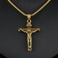 Ötvözet kereszt nyaklánc férfiaknak WGold Fekete Jézus Crucifi keresztény ékszerek, keresztség templom ajándék