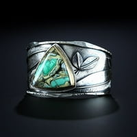 Miyuadkai Gyűrűk Gyönyörű Női Gyűrű Vintage Türkiz Ezüst Levél Gyűrű Esküvői Gyűrű Ékszerek Ajándékok Ékszerek Ezüst