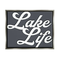 Stupell Lake Life tengeri kifejezés tájfestés szürke úszó keretes művészeti nyomtatási fal művészet