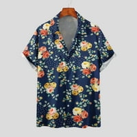 Férfi Laza illeszkedésű ingek rövid ujjú ingek virágos levélmintás pólók divat nyári ruházat hajtóka Pulóver hawaii
