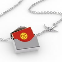 Medál nyaklánc Kirgizisztán zászló ezüst borítékban Neonblond