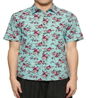 Egyedi olcsó férfi nyári rövid ujjú gomb virágos pamut hawaii ing
