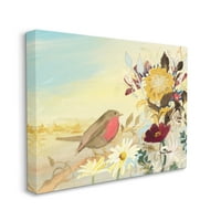 Stupell Industries vegyes virágos madár elrendezés Festés Galéria csomagolt vászon nyomtatott fali művészet, tervezés: