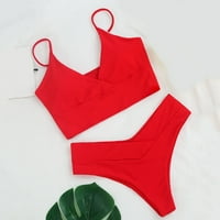 LEEy-world Női fürdőruhák Női Bikini fürdőruha nyakkendő alacsony emelkedés két fürdőruha Piros, L