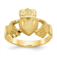 Primal arany karátos sárga arany polírozott és szatén férfi Claddagh gyűrű