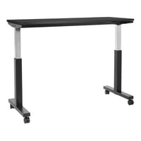 Irodai csillagtermékek ft. Széles pneumatikus magasságú állítható asztal reteszelő fekete görgőkkel, fekete acélkerettel