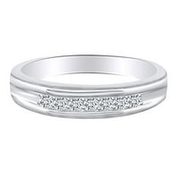 0. Karátos kör alakú fehér természetes gyémánt 14K szilárd fehér arany esküvői zenekar gyűrű a férfiak gyűrű mérete-12.5