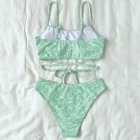zuwimk Bikini szett nőknek, Női termés felső Magas derekú pimasz Bikini szett két fürdőruha Zöld, XL