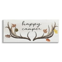Stupell Industries Happy Camper őszi agancs grafikus galéria csomagolt vászon nyomtatott fali művészet, design by lil