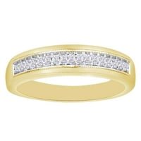 Kerek vágott fehér természetes gyémánt esküvői férfi zenekar gyűrű 10k sárga arany gyűrű méret-7