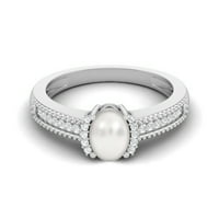 7x ovális természetes gyöngy drágakő ezüst Halo akcentussal eljegyzési esküvői női gyűrű