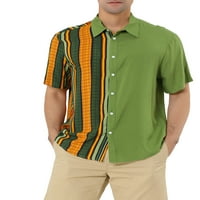 Egyedi alku a férfiak rövid ujjú gombja lefelé színes blokk csíkos nyári ingek