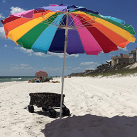 Impact lombkorona 8 méteres tengerparti esernyő, UV védett, szellőztetett, dőlés pólus, homokhorgony, táska, szivárvány