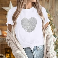Nyári ingek Női Crewneck blúz Rendszeres Fit ruhák lányoknak Alkalmi Divat póló szív Nyomtatás Nyomtatási felsők rövid