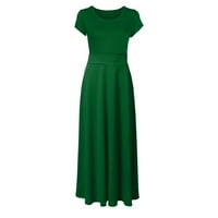 Jerdar nyári ruhák nőknek egyszínű színes nyári ruha Rövid ujjú ruhák strand alkalmi Maxi Sundress zöld L