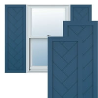 Ekena Millwork 18 W 25 h True Fit PVC egyetlen Panel Halszálkás Modern stílusú Fix Mount redőnyök, Sojourn Kék