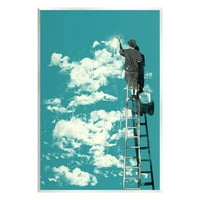 Stupell Industries festő létrán fogalmi felhők grafikus művészet, keret nélküli művészet nyomtatott fali művészet,