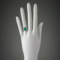 3. A CT párnás vágott zöld színű smaragd halo gyűrű laboratóriumi termesztett gyémántokkal 14K fehéraranyban