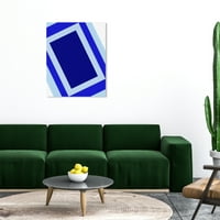 Wynwood Studio Absztrakt Modern Canvas Art - Kék modern téglalap, fali művészet a nappali, a hálószoba és a fürdőszoba