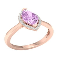 Imperial Gemstone 10K rózsa arany marquise vágott rózsaszín ametiszt ct tw gyémánt halo női gyűrű