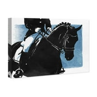 Wynwood Studio Animals Wall Art vászon nyomtatványok „ló és rider II” „Farm állatok - fekete, kék