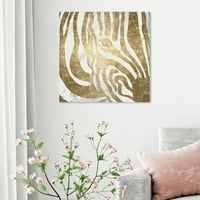 Wynwood Studio Animals Wall Art vászon nyomtatványok 'Zebra Shine' Állatkert és vadállatok - arany, fehér