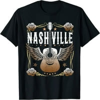 Country zene Vintage amerikai zászló Nashville gitáros póló