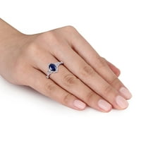 Miabella női CT diffúz kék és fehér zafír gyémánt akcentus 10KT fehérarany halo gyűrű